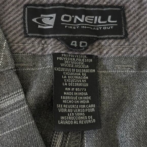 O'Neill Men's Shorts Flat Front Gray Plaid Dressy or Casual Size 40 - Picture 3 of 10